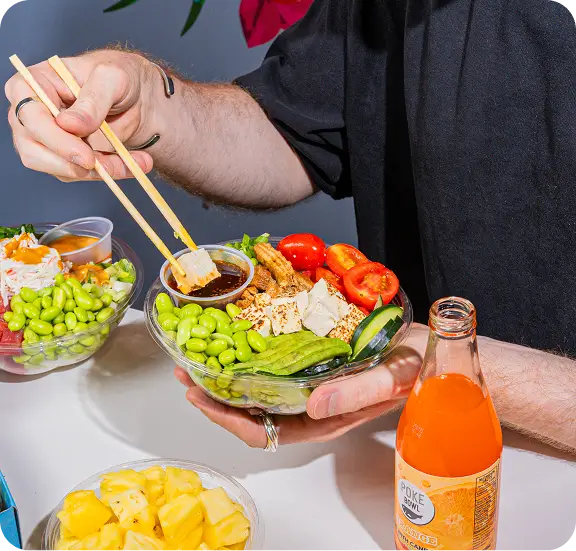 Hell's Kitchen restaurant offers vibrant poke bowls with Hawaiian flavors.
